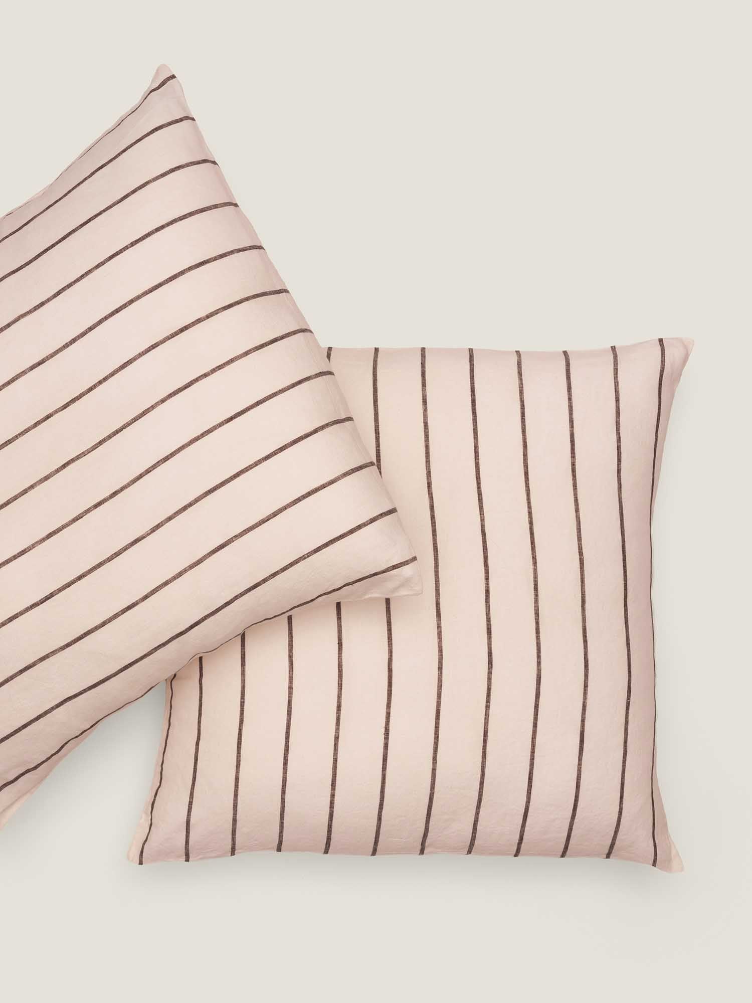 100% Linen European Pillowcase Set (of two) in Coco Blush Stripes