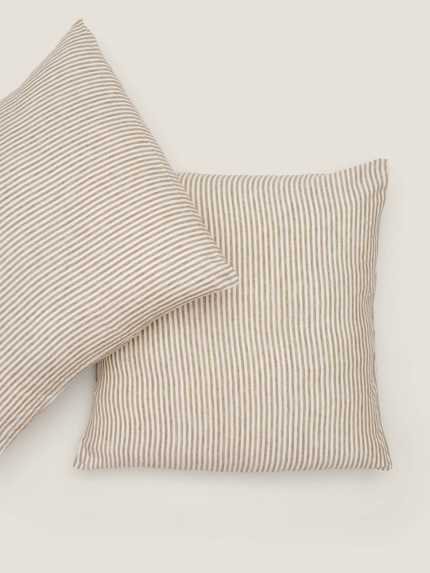 european pillowcase in olive stripes