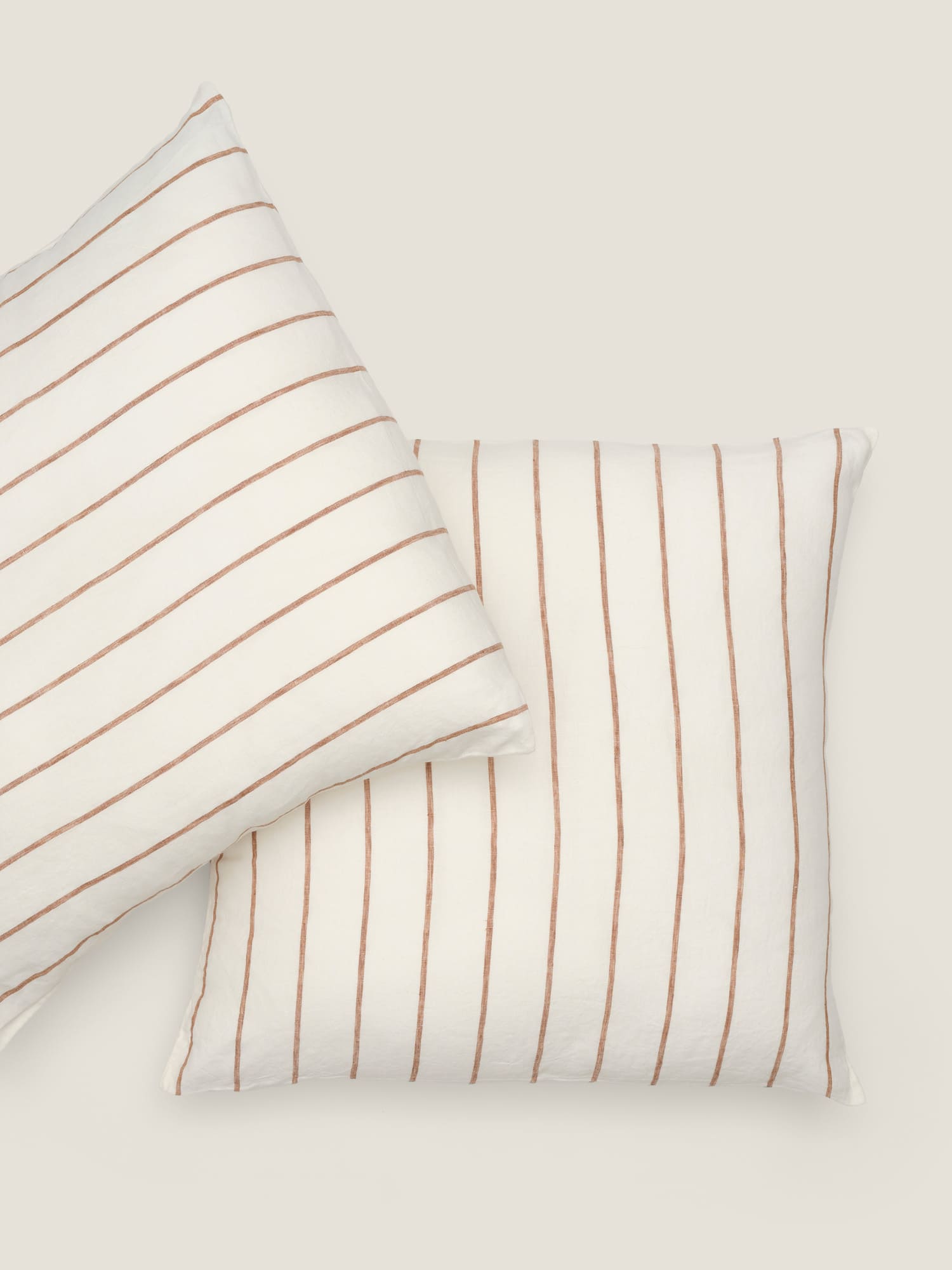 european pillowcase in tobacco stripes
