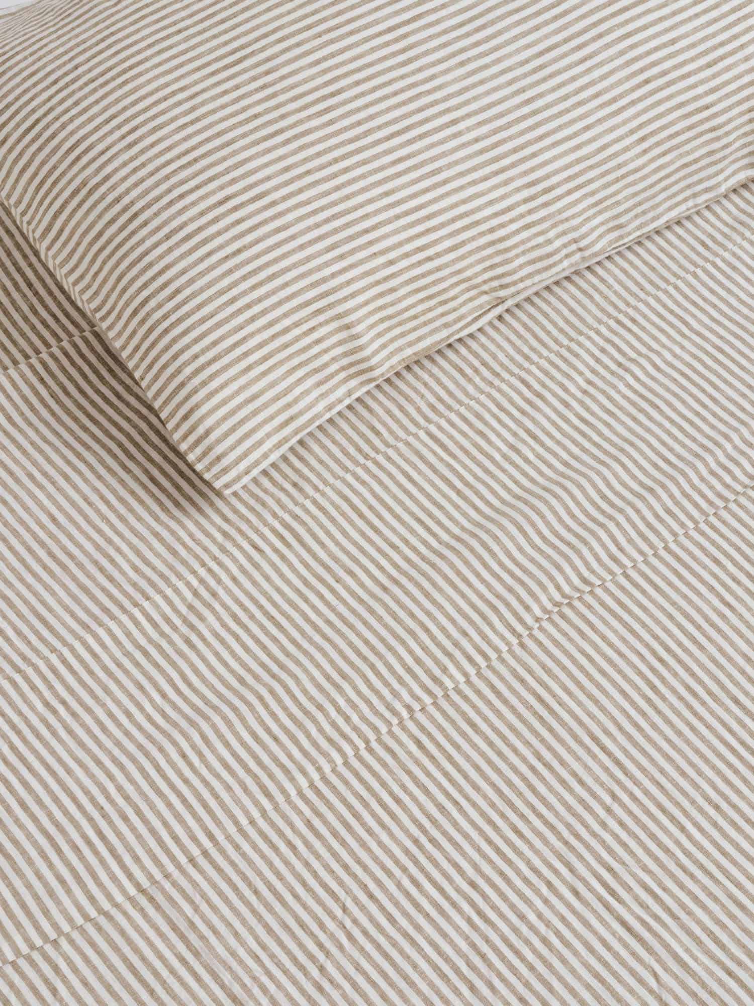 european pillowcase in olive stripes