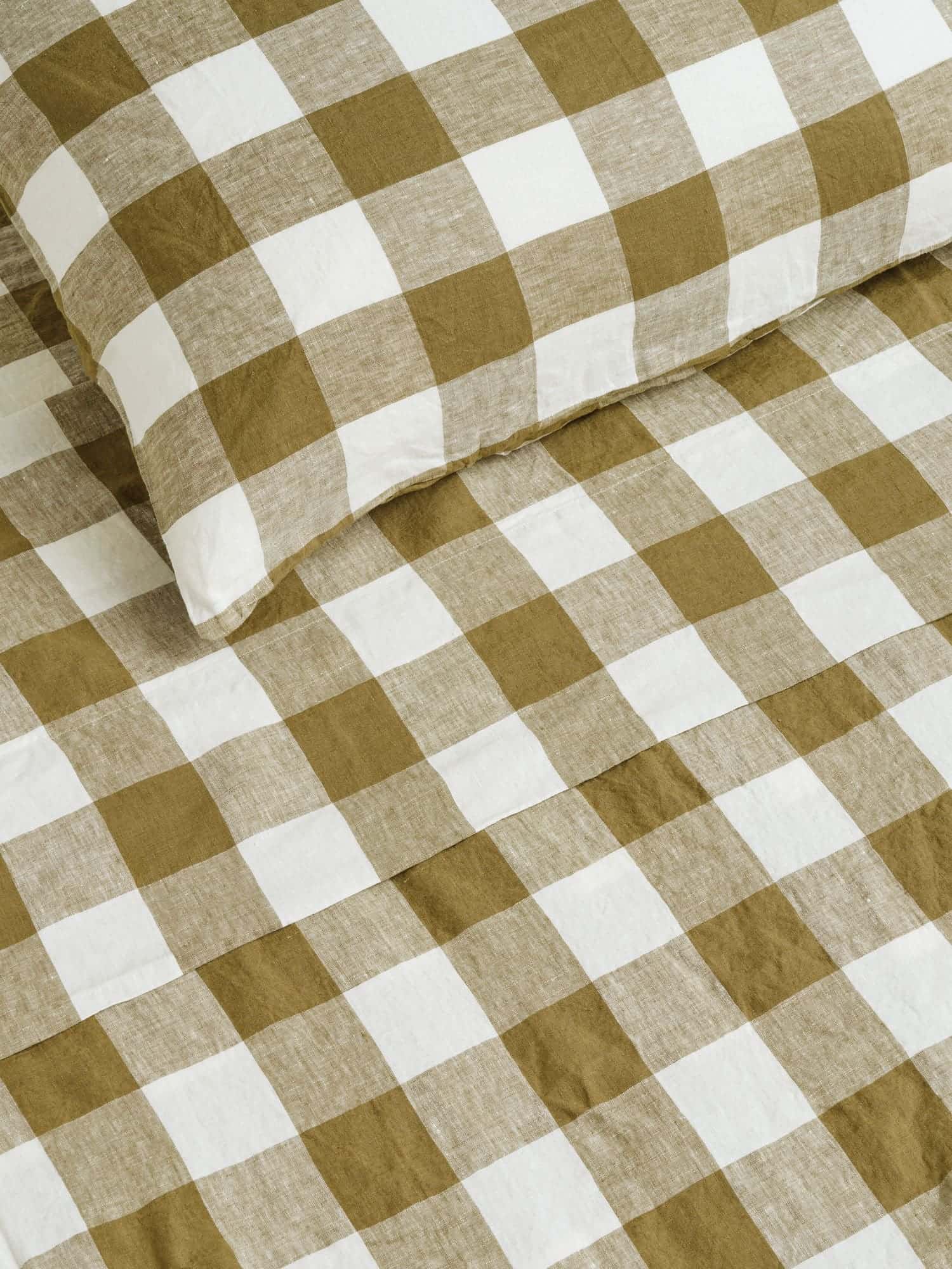 Olive Check in flat sheet