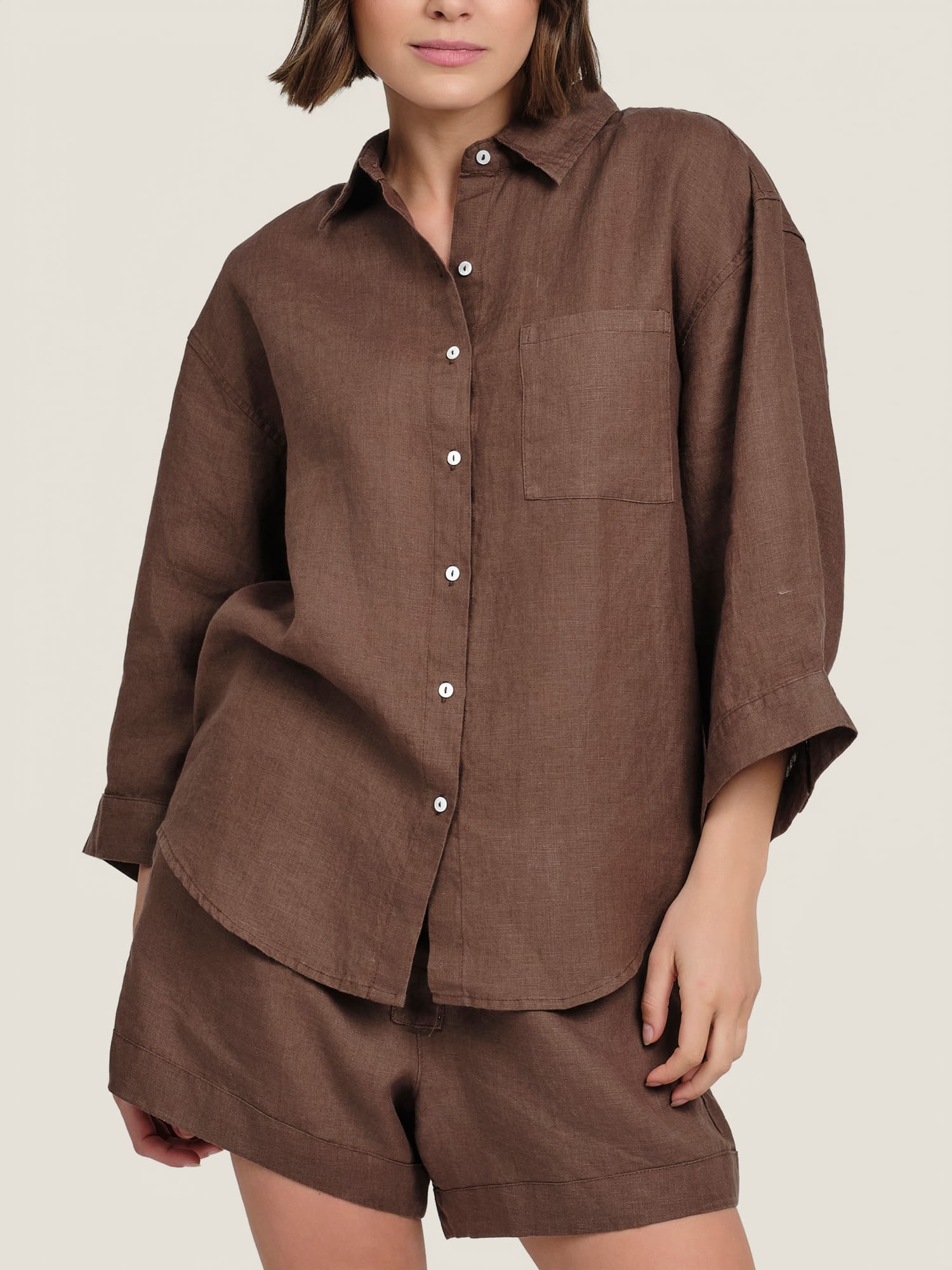 Linen shirt in chocolate