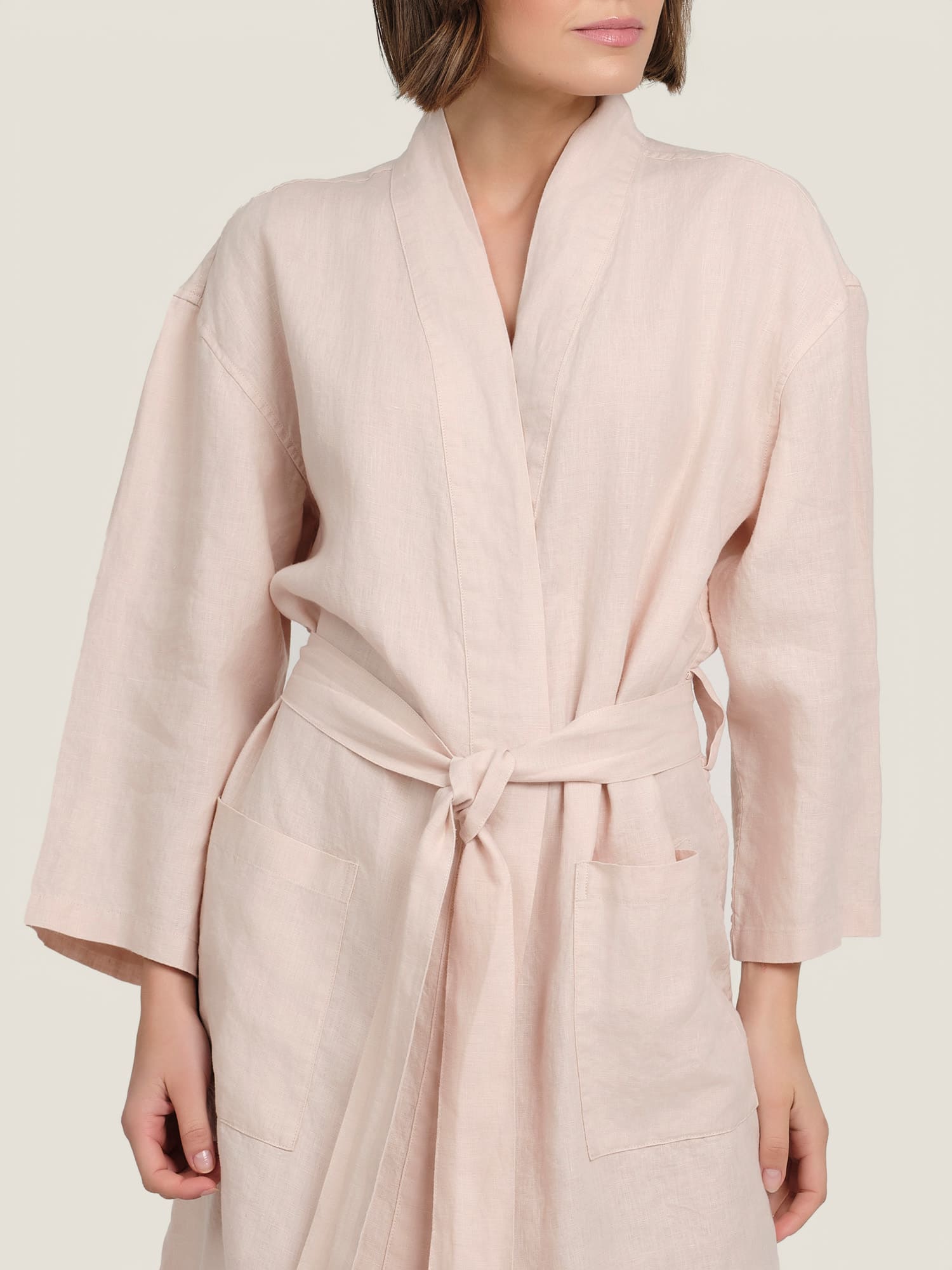 linen robe in blush