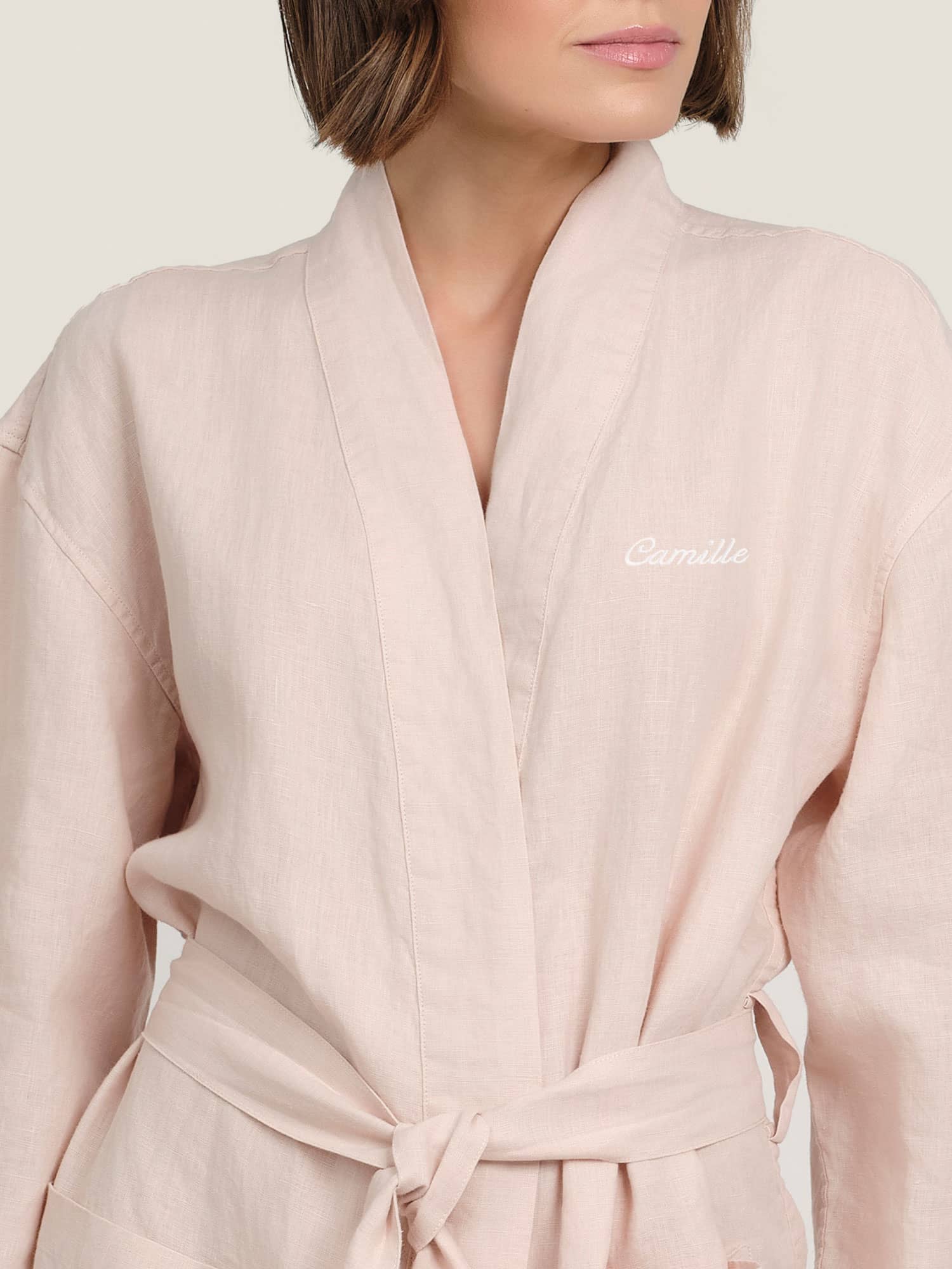 Custom Linen Robe in Blush