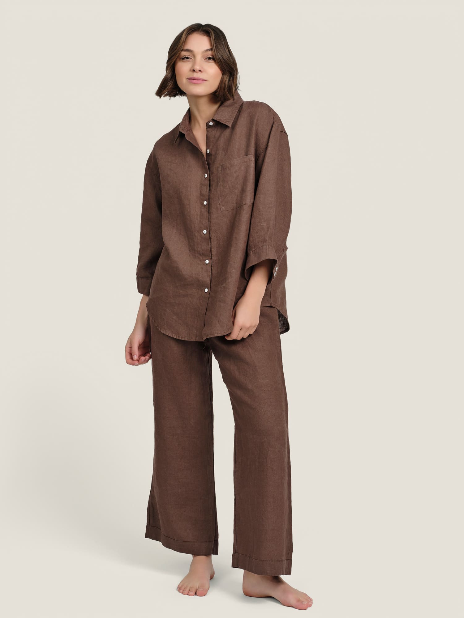 Linen pants in chocolate