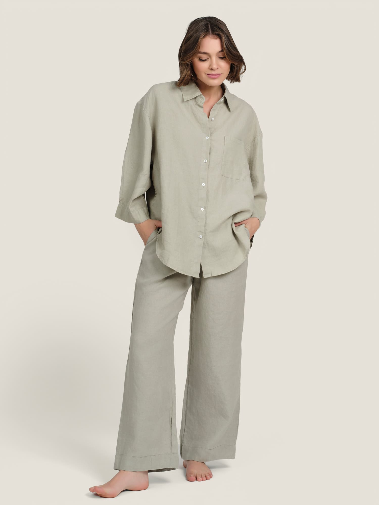 linen shirt in sage