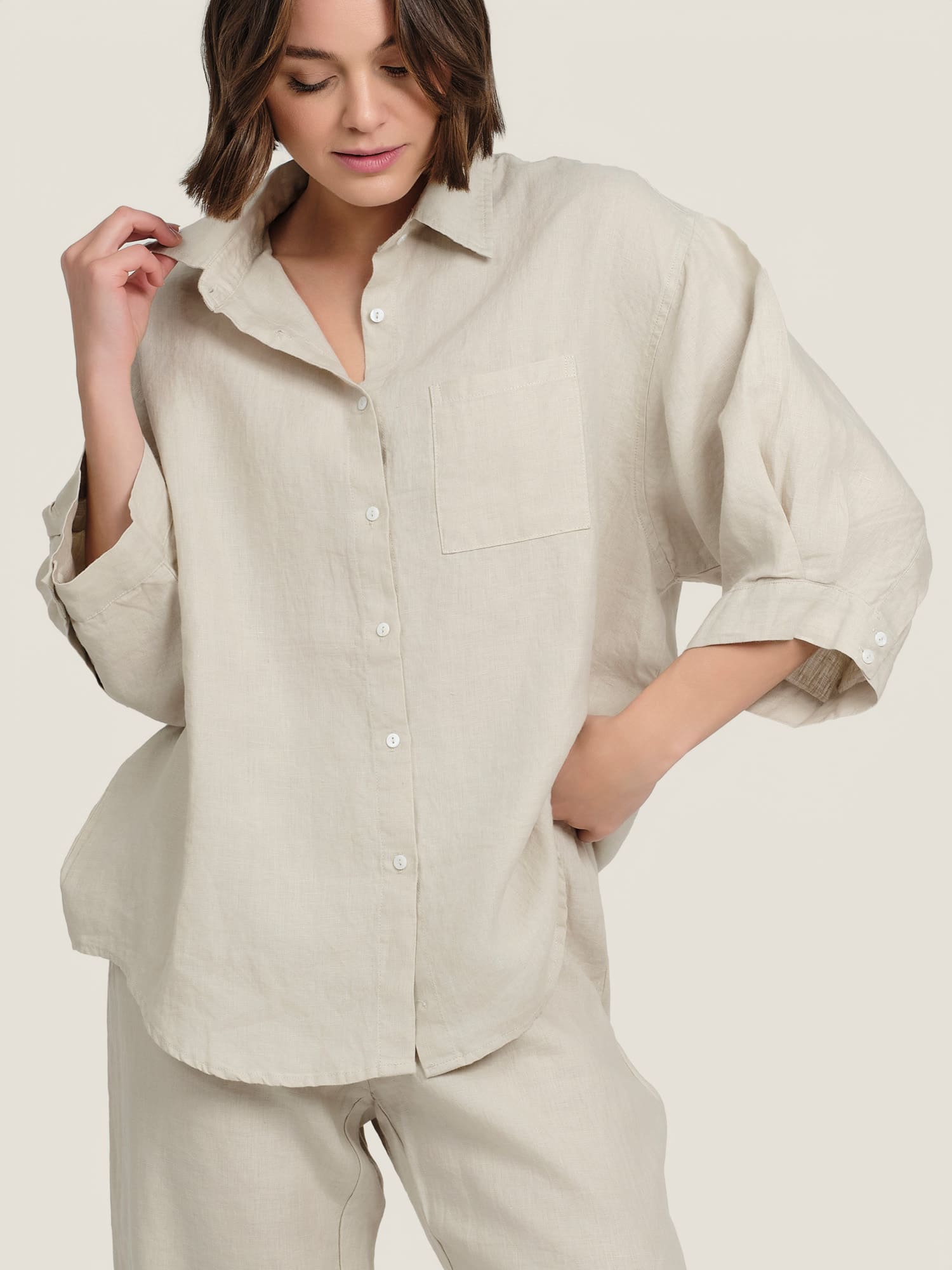 linen shirt in sand
