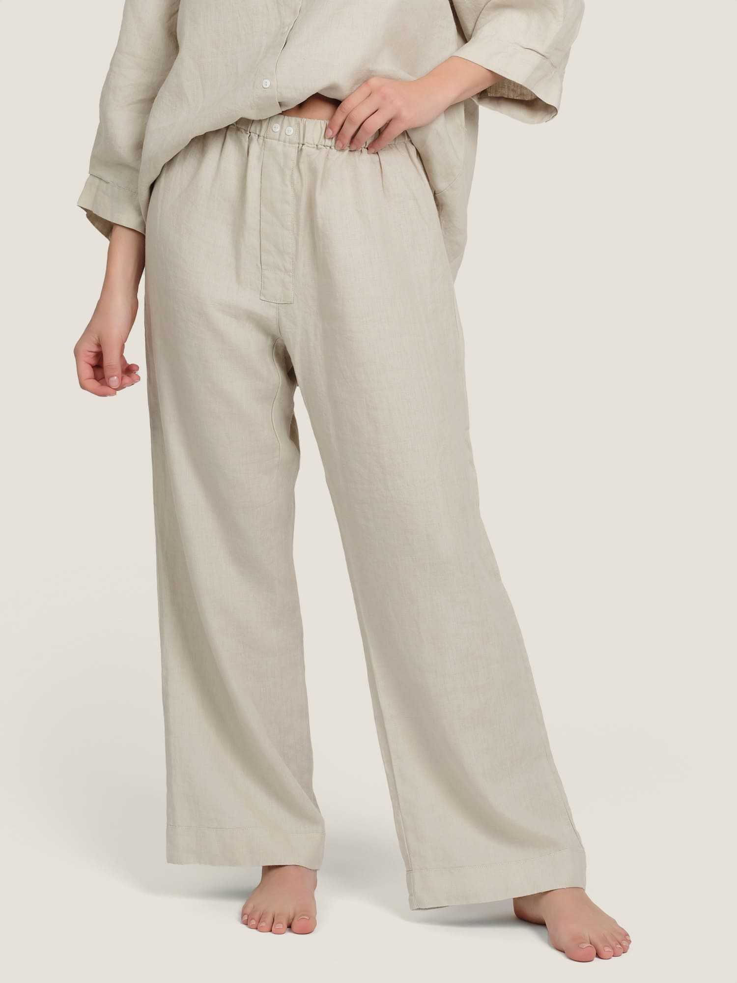 linen pants in sand