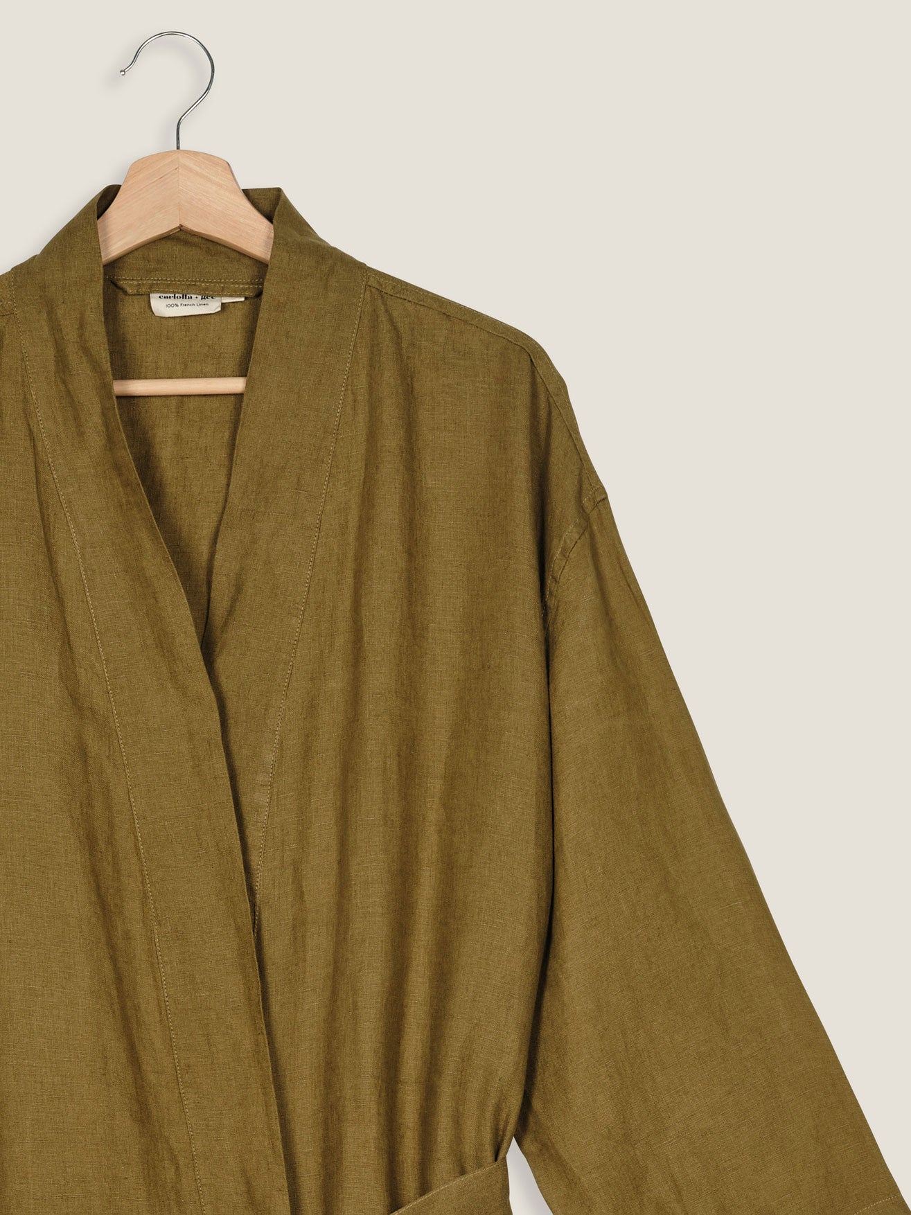 Custom Linen Robe in Olive