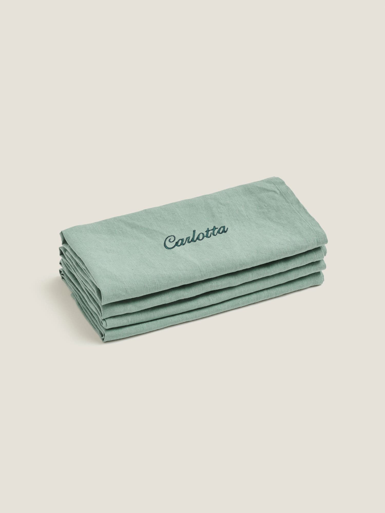 Custom 100% Linen Napkin set (4 units) in Green Fig