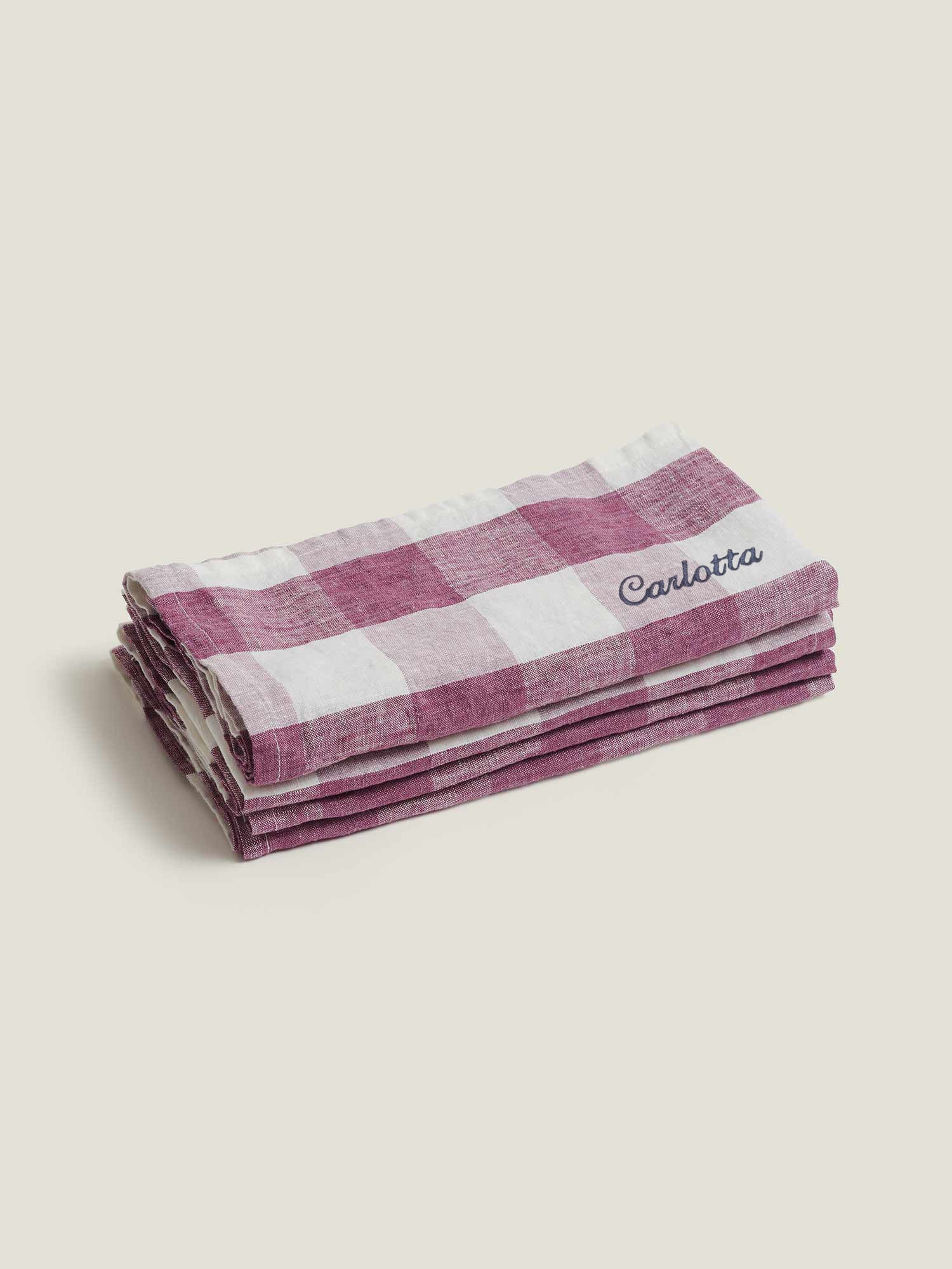 Custom 100% Linen Napkin set (4 units) in Lavender Check