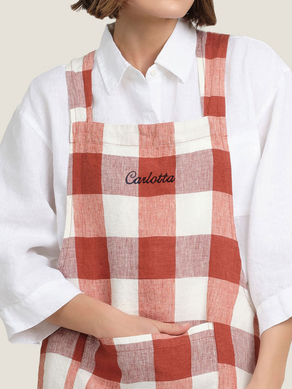 Custom Linen Apron in Paprika