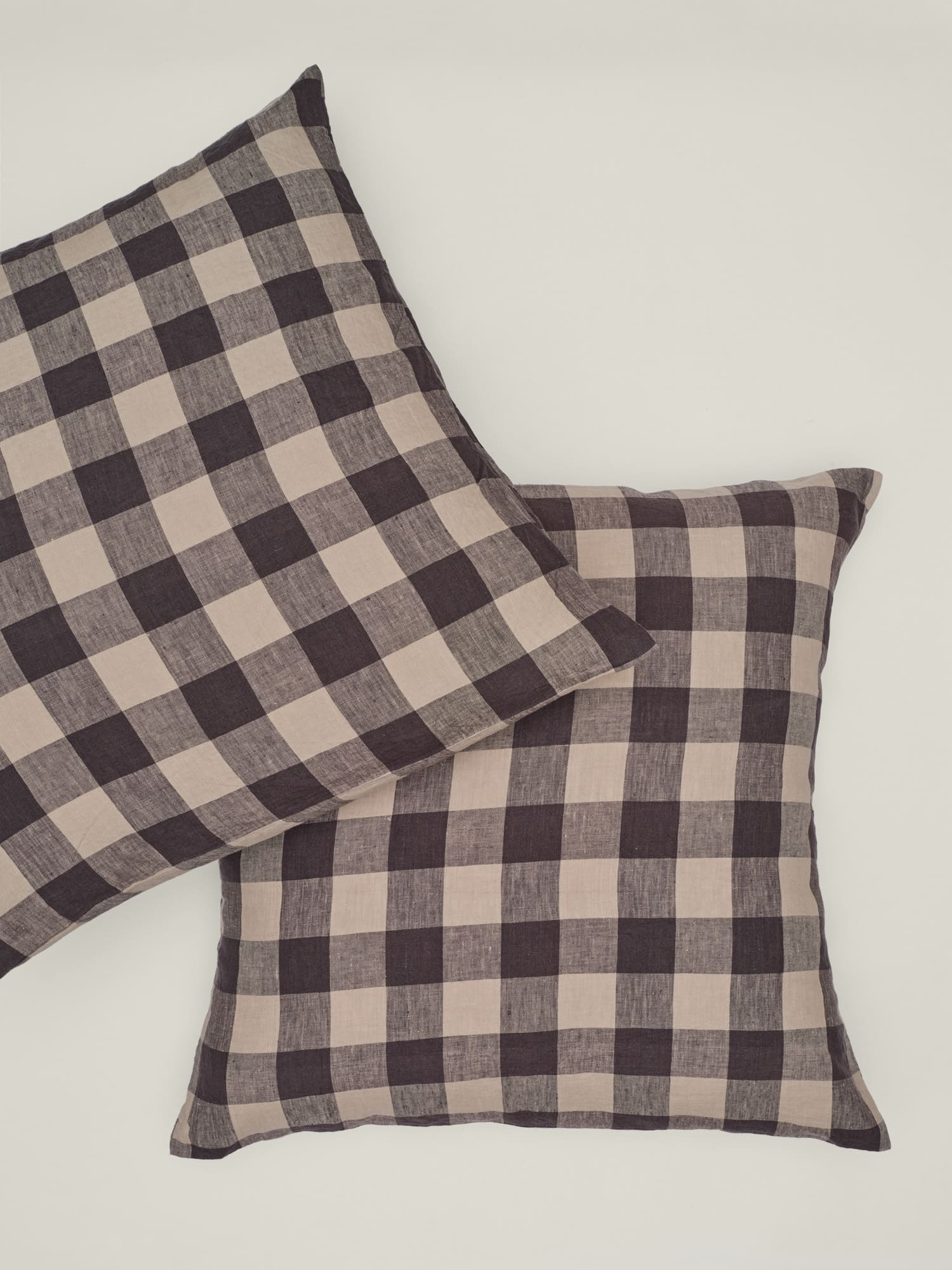 european pillowcase in natural dark check