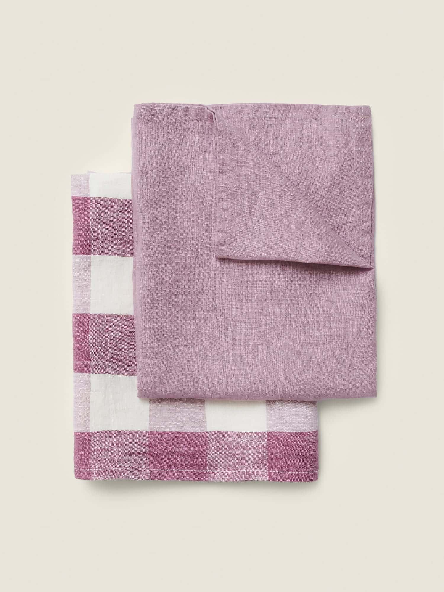 Linen Tea Towel Set (2 units) in Lavender Check