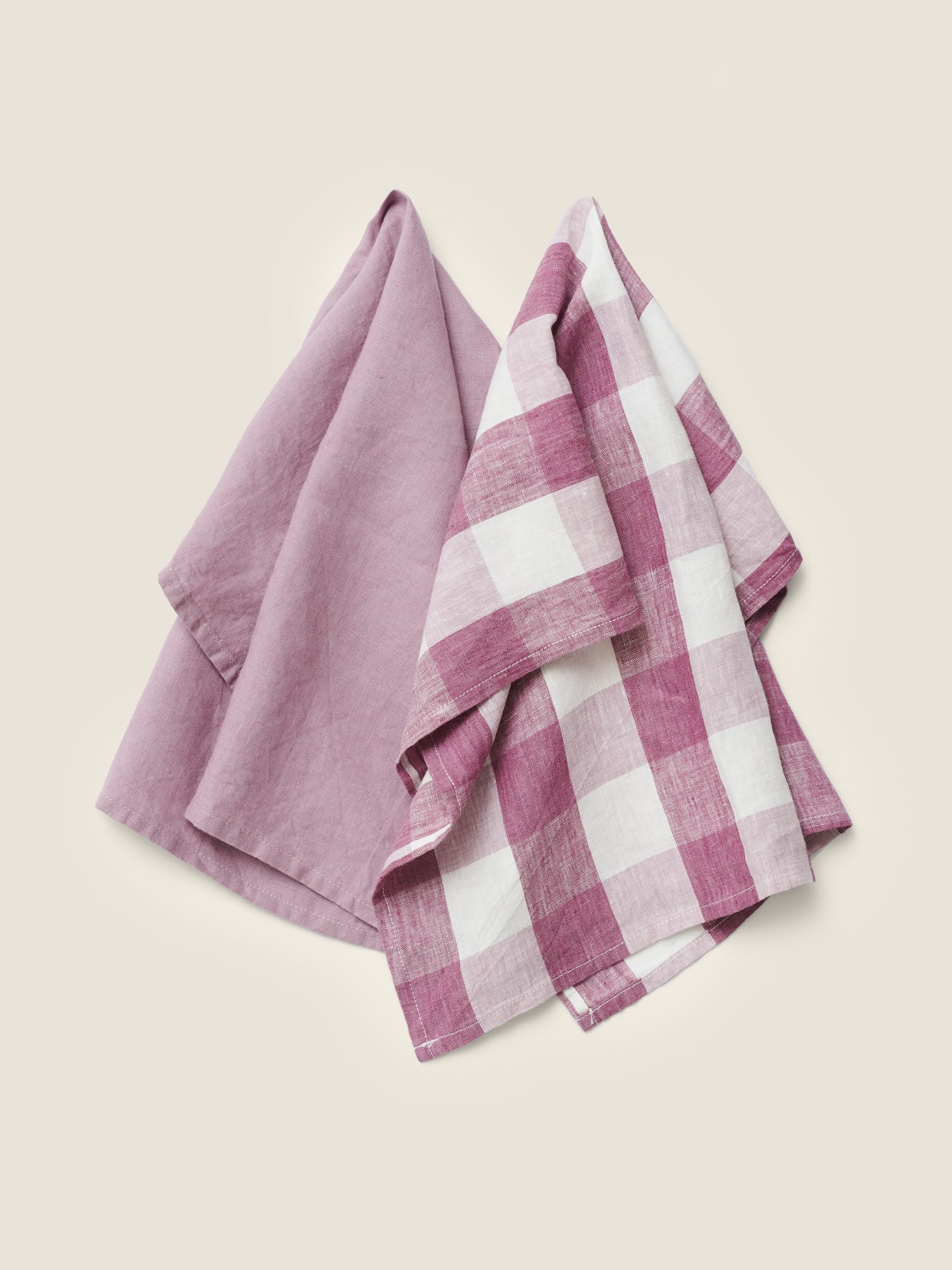 Linen Tea Towel Set (2 units) in Lavender Check