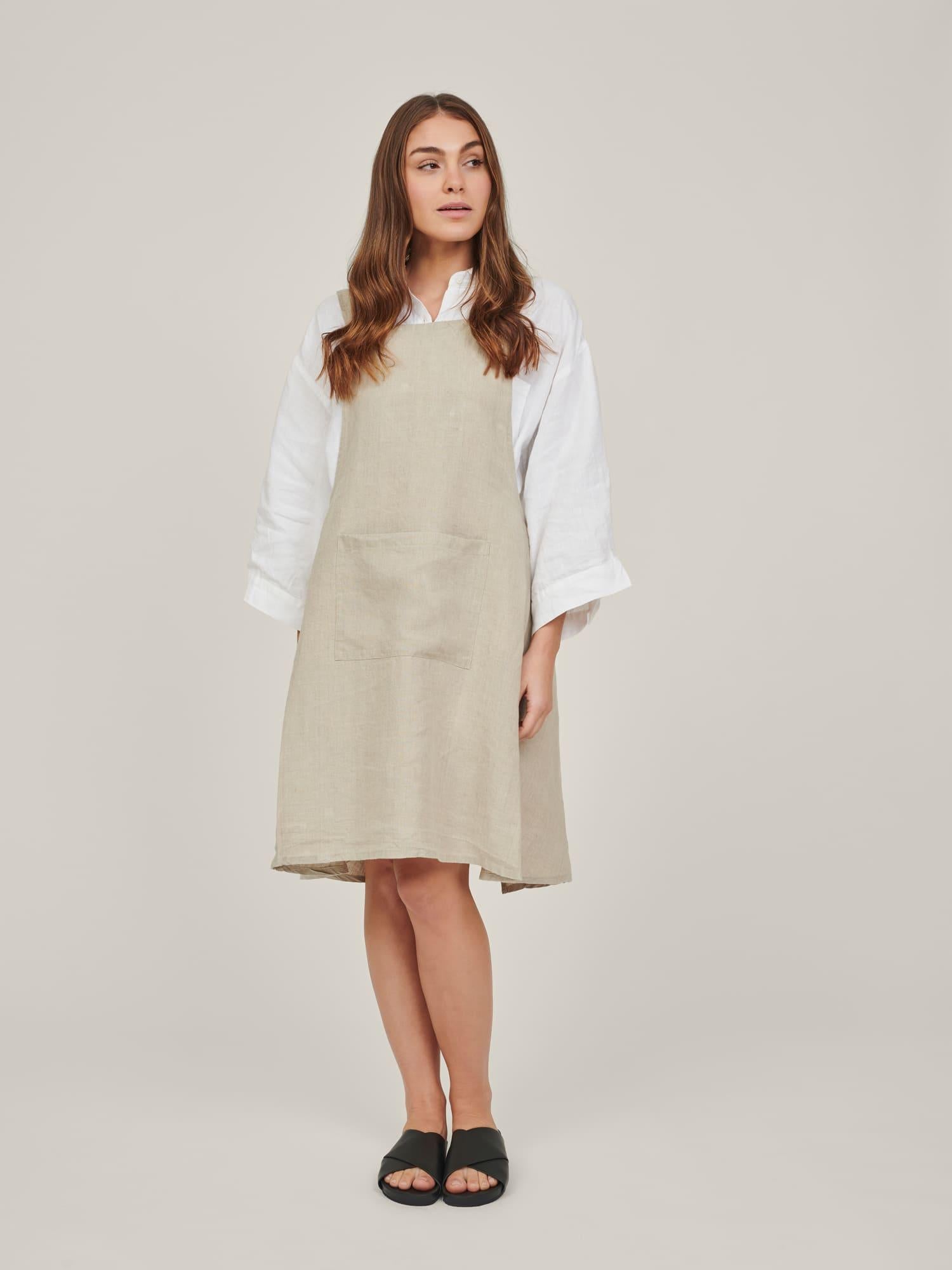 Embroidered Apron in Natural