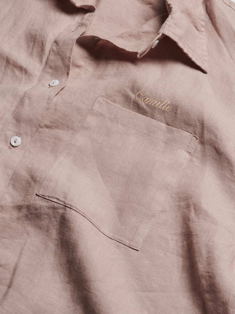 Embroidered Linen Shirt Rosa