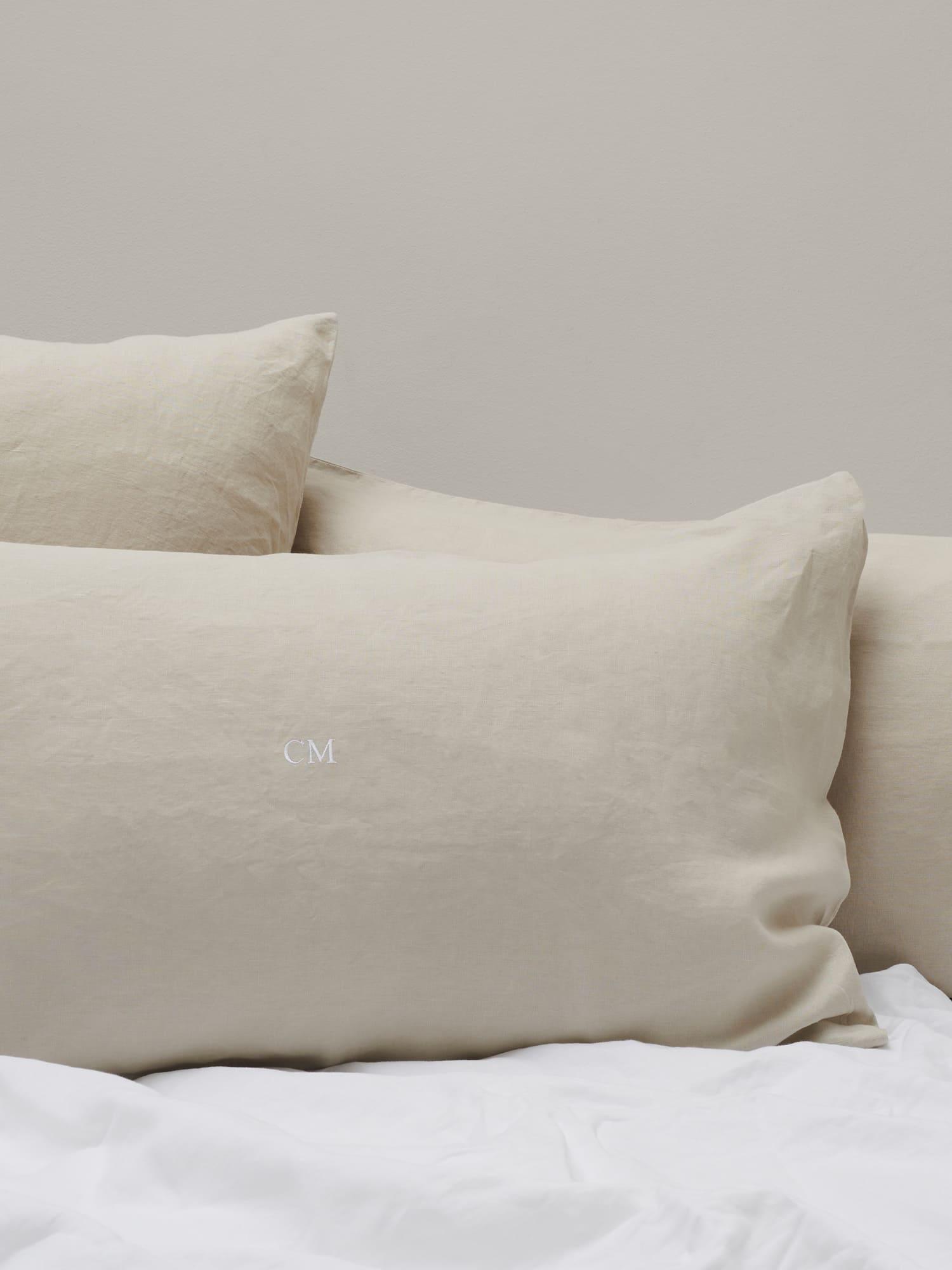 Embroidered Pillowcase in Sand