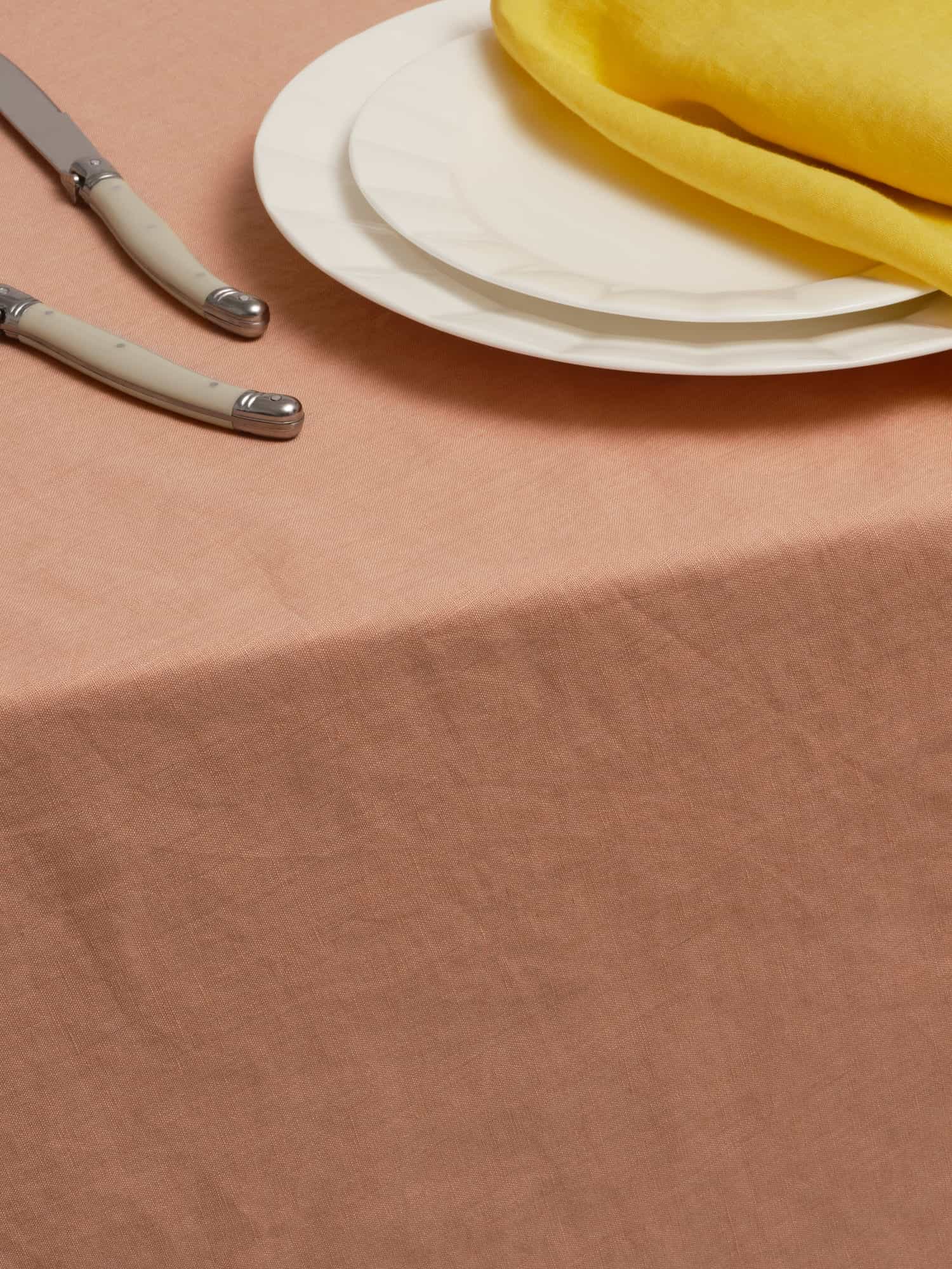 Linen tablecloth in orange pink