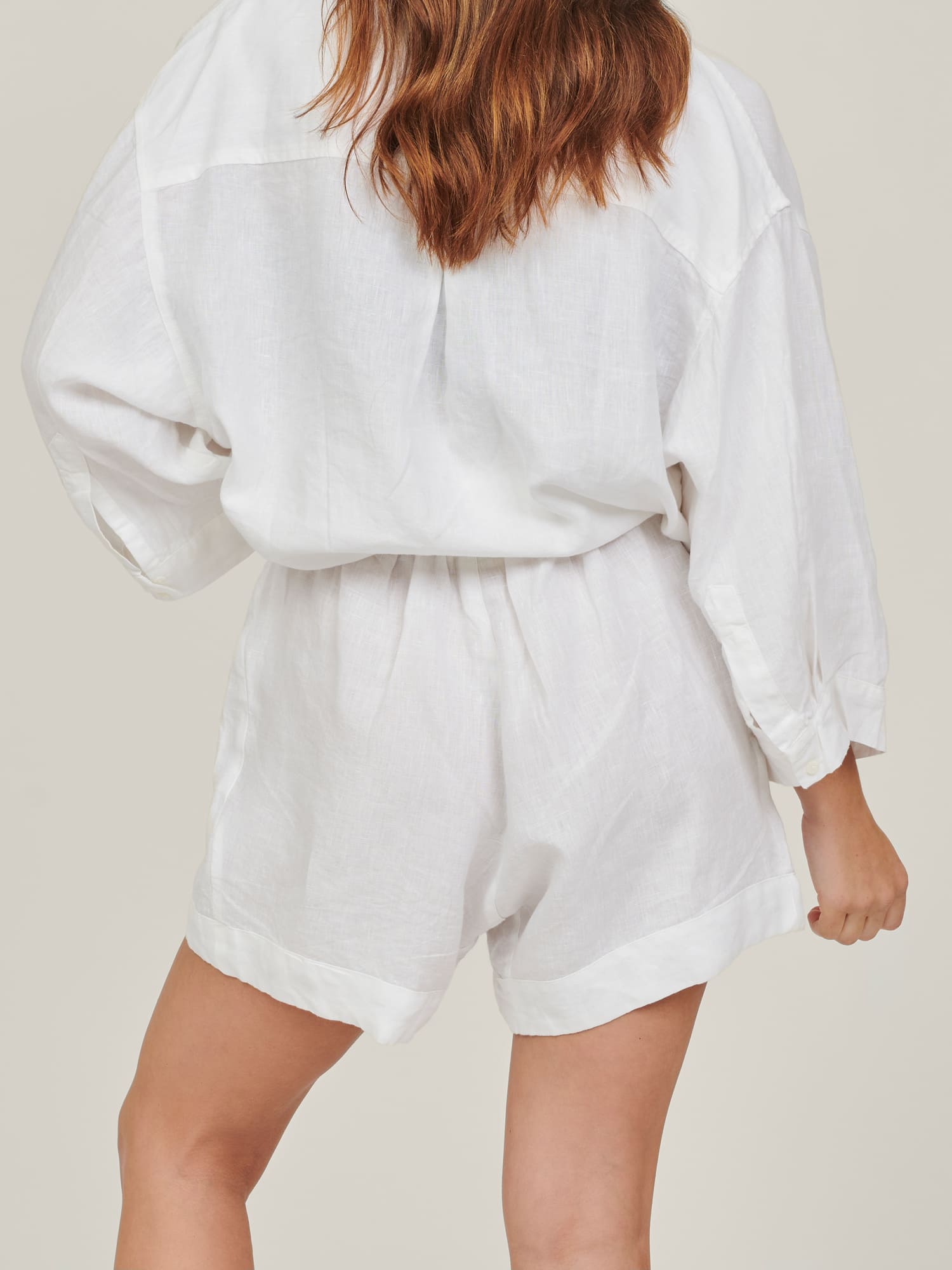 linen shorts in white