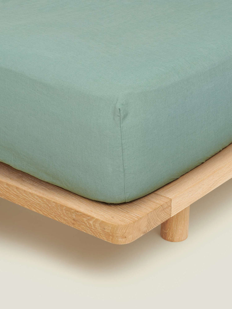 Fitted Sheet in Green Fig