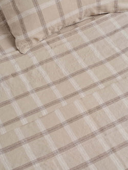 flat sheet in natural plaid