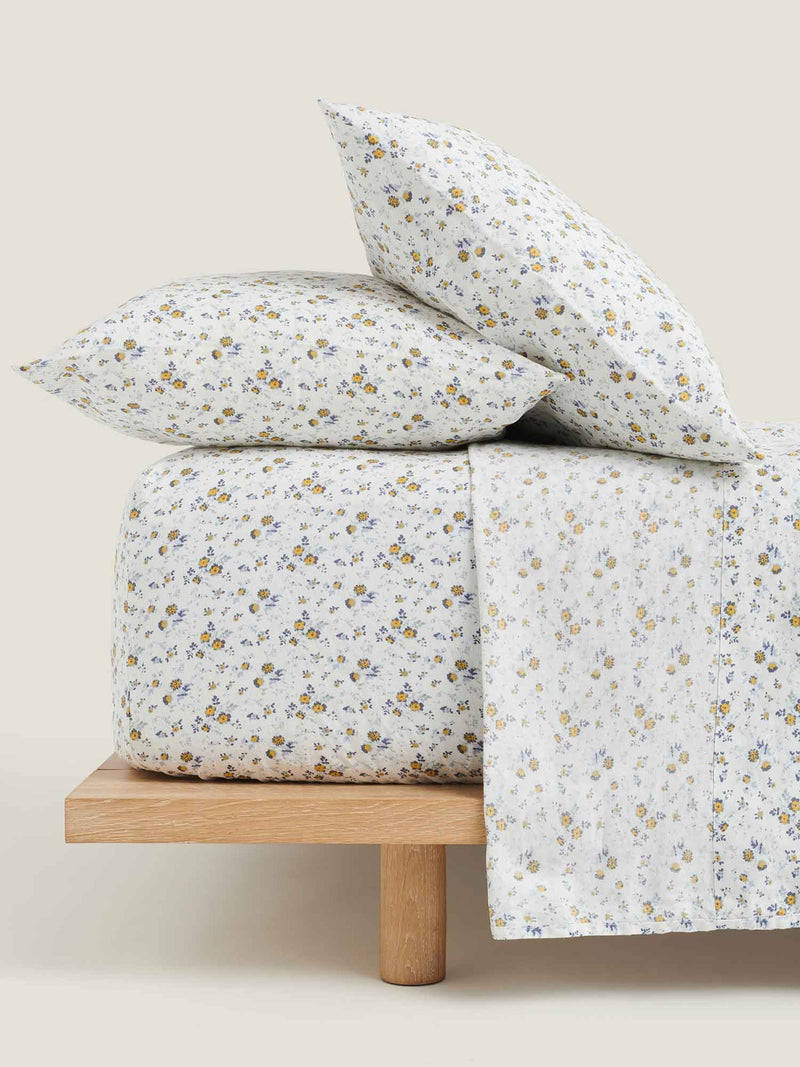 100% Linen Fitted Sheet in Summer Floral