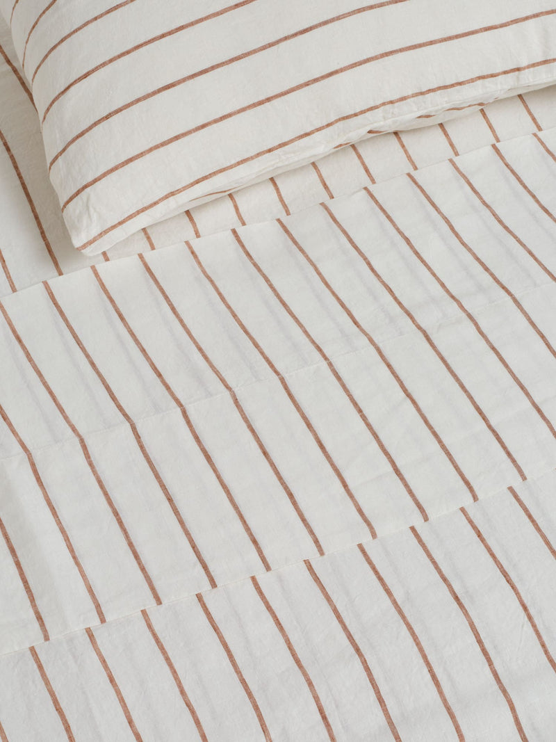 Duvet Cover in Tobacco stripes