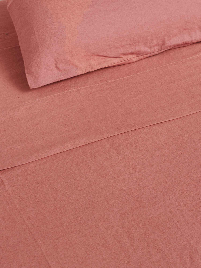 100% Linen Sheet Set in Vintage Pink