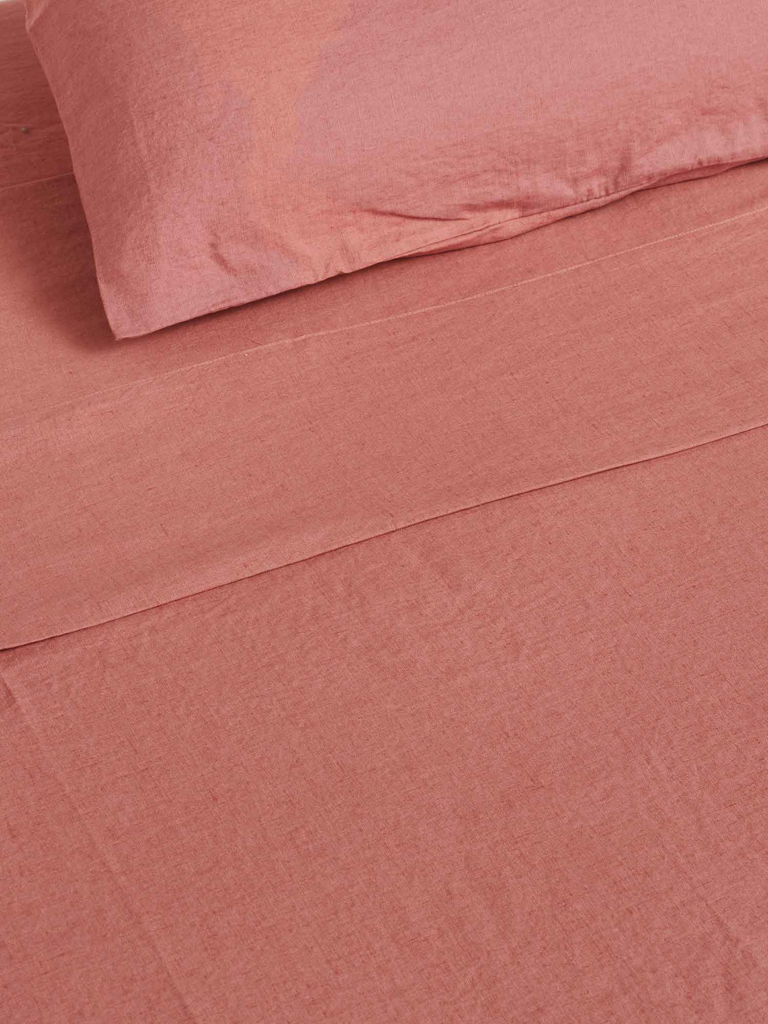 100% Linen Pillowcase Set (of two) in Vintage Pink