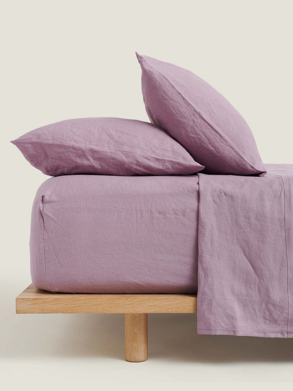 100% Linen Fitted Sheet in Violet