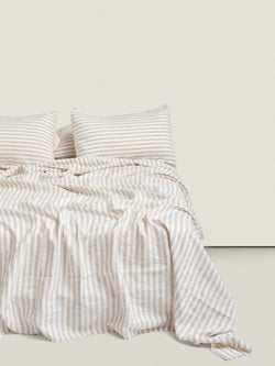 sheet set wide natural stripes