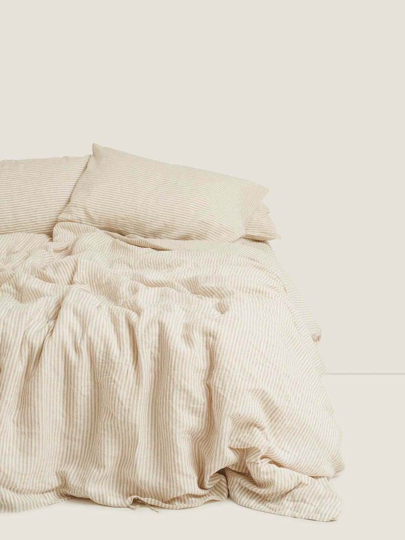 Duvet set in natural stripes