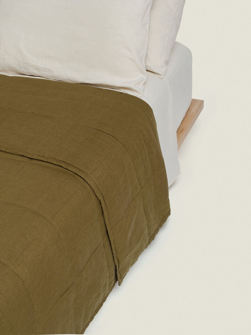 quilt cover in olive