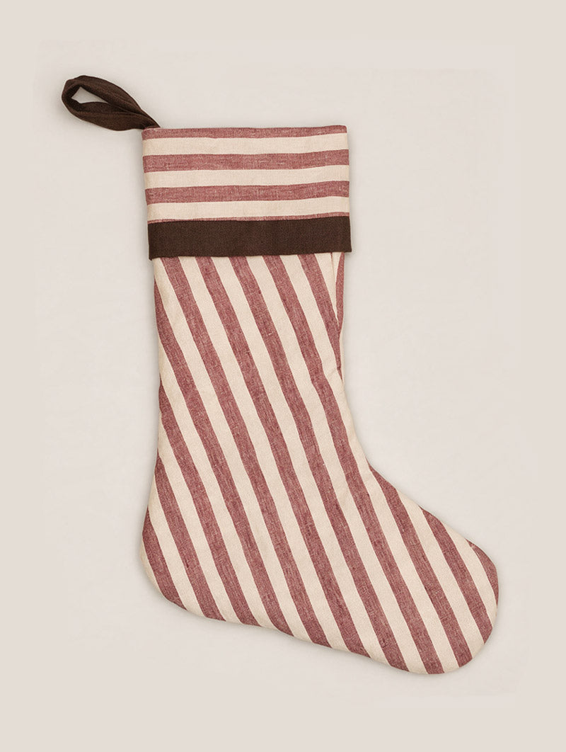 Christmas Stocking in Berry Stripes
