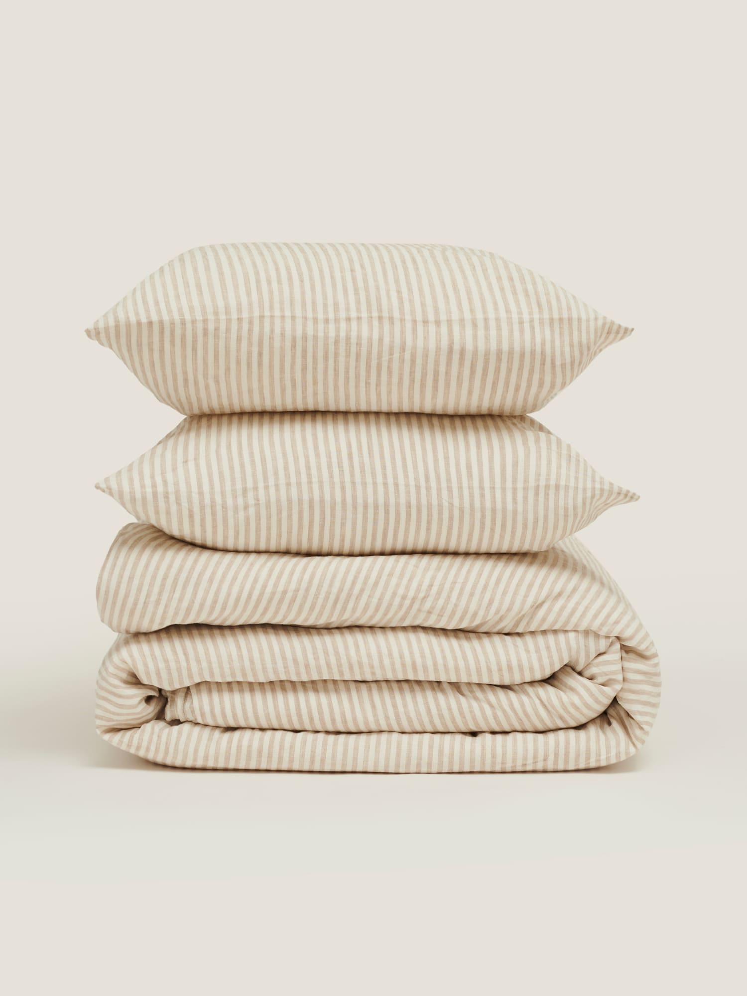 Duvet set in natural stripes