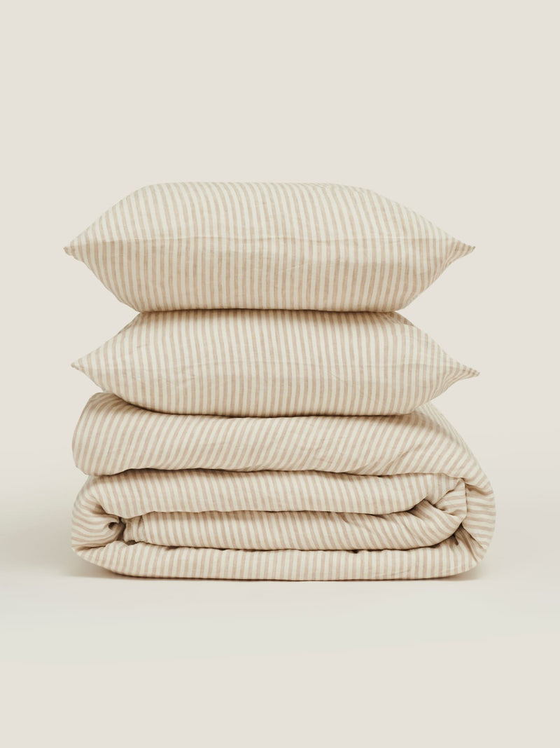 Duvet set in natural stripes