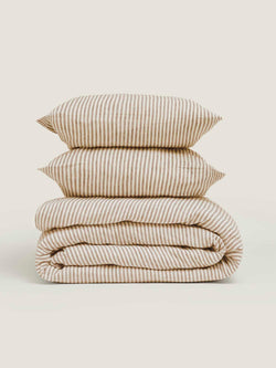 duvet set in olive stripes