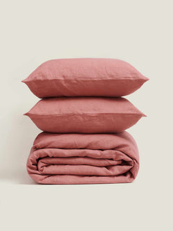 100% Linen Duvet Set in Vintage Pink
