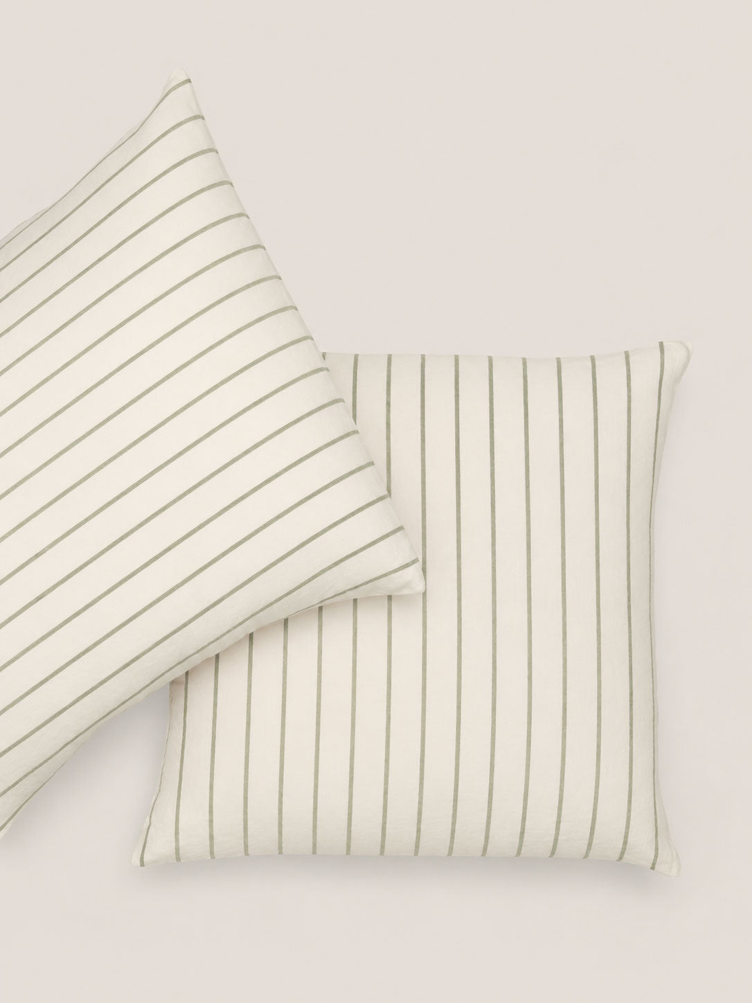 100% Linen European Pillowcase Set (of two) in Sage Stripes