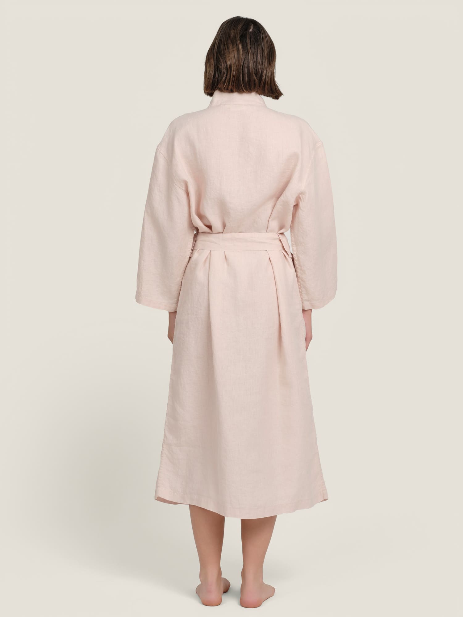 linen robe in blush