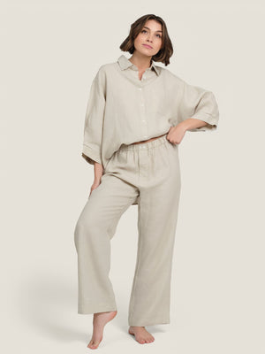 Sand High Rise Linen Pants