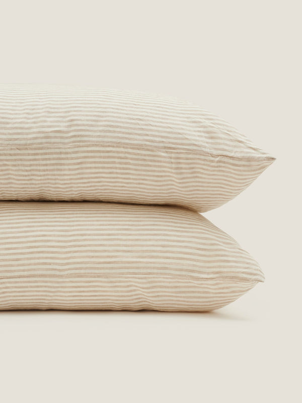 standard pillowcases in natural stripes