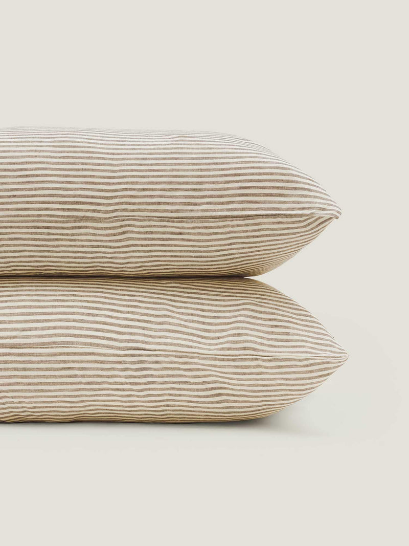 standard pillowcases in olive stripes