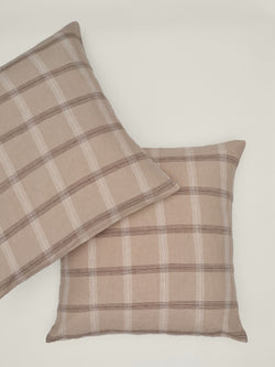 european pillowcase in natural plaid
