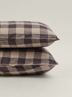 pillowcase in natural dark check