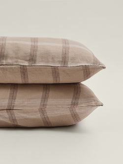 pillowcase in natural plaid