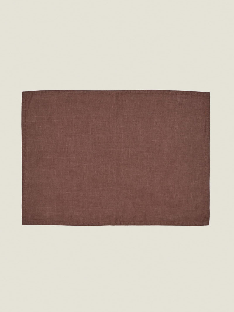 100% linen placemat set (4 units) in Chocolate