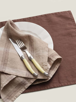 100% linen placemat set (4 units) in Chocolate