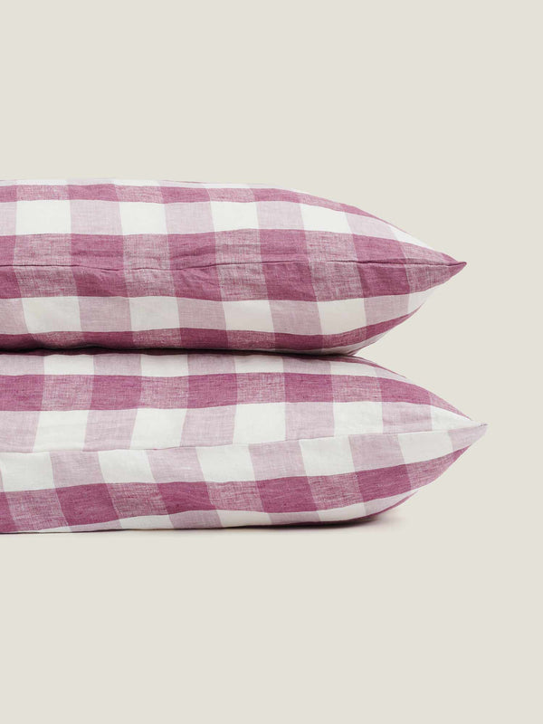 Standard Pillowcase Set in Lavender Check